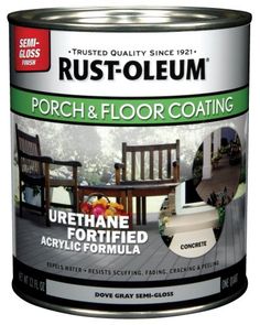 a can of rust - oleum porch and floor coating with the price tag below