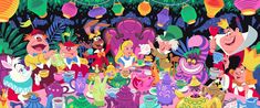 an image of cartoon characters surrounded by teapots