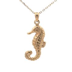 Your playful necklace charm look starts with this 14K gold seahorse design. Hollow 14K gold Sculpted seahorse with life-like textured details 30.0 x 12.0mm Chain sold separately Seahorse Necklace, Fathers Day Gifts, Charm Necklace, Texture, Chain, Gold