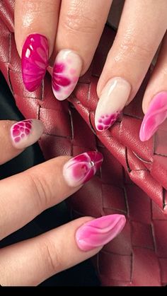 Fuschia Pink Nails, Cherry Pink Nails, Red Purple Nails, Nails No Charms, Purple And Red Nails, Red And Purple Nails, Fuschia Nails, Dark Pink Nails, Nyc Nails