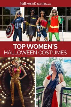 the top women's halloween costumes are featured in this post - op photo collage