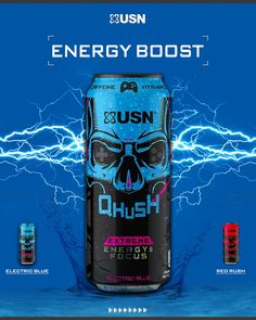 an energy drink with the caption usn energy booster and other energy foods on it