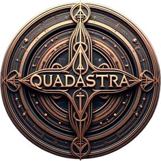 the logo for quadastra is shown in gold and black on a white background