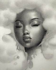 Bao Pham Art, African Art Drawings, Abyss Drawing, Black Women Drawings Sketch, Bao Pham, Spirits Drawing, Sketch Art Style, Graphite Art, Arte Grunge