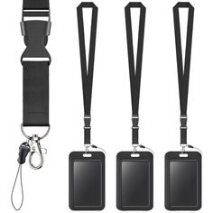 luggage tags with lanyard clippings attached to each one, set on white background