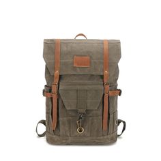 Waterproof Waxed Canvas Backpack for Travel Casual Backpack For Outdoor Activities With Canvas Lining, Casual Backpack Travel Accessories For Trip, Functional Waxed Canvas Backpack For Adventure, Casual Waxed Canvas Travel Bag For Outdoor, Rugged Travel Backpack With Canvas Lining, Functional Backpack For Outdoor Activities With Canvas Lining, Functional Leather Backpack For Travel With Canvas Lining, Functional Outdoor Backpack With Canvas Lining, Practical Travel Backpack