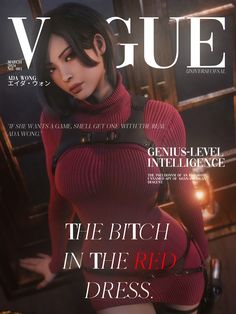 a magazine cover with an image of a woman in red