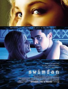 the movie swimman is shown in two different frames, one with an image of a man and woman