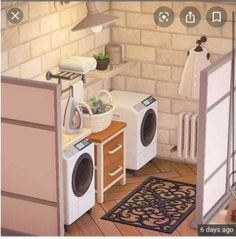 an artist's rendering of a laundry room with washer and dryer