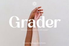 two hands reaching up to each other with the words grader above them in white