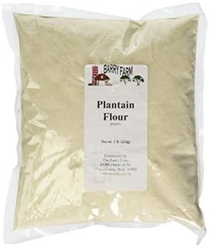 a bag of plantain flour on a white background