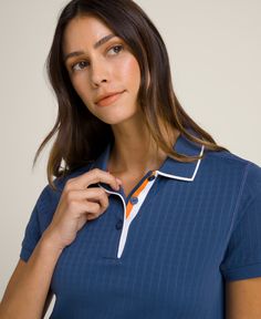 Center Court Seamless Polo Sporty Top With Seamless Collar For Summer, Sporty Summer Tops With Seamless Collar, Classic Fitted Go-dry Tops, Fitted Tennis Tops, Sporty Fitted Tops For Tennis, Fitted Sporty Tops For Tennis, Stretch Athleisure Tops For Tennis, Athleisure Stretch Tennis Top, Sporty Stretch Top For Tennis