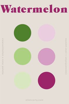 the color scheme for watermelon is shown in pink, green, and purple