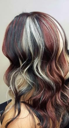 Multicolor Highlights For Dark Hair, Three Colored Hair, Three Toned Hair, Calico Streaks, Three Color Hair, Hairstyles Dyed Hair, Subtle Calico Hair, Calico Hair Color, Calico Hair