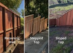 three pictures showing the different types of fenced in area and how to install them