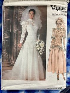 an image of a bride's dress and veil on the cover of a sewing pattern