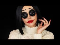 Other Mother Makeup, Mother Makeup, Coraline Other Mother, Halloween Coraline, Coraline Halloween Costume, Other Mother Coraline, Coraline Makeup, Mothers Makeup, Coraline Costume