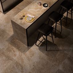 the kitchen counter is clean and ready to be used for dinner or other meal preparation