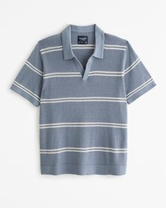 Men's Open Stitch Johnny Collar Sweater Polo | Men's | Abercrombie.com Sweater Polo, Johnny Collar, American Clothing, Collar Sweater, Short Sleeved Sweaters, American Apparel, Abercrombie Fitch, Knitted Sweaters, Knitted Fabric