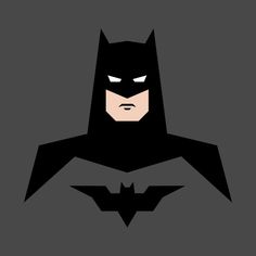 the batman symbol is shown in black and grey colors, with an angry look on his face