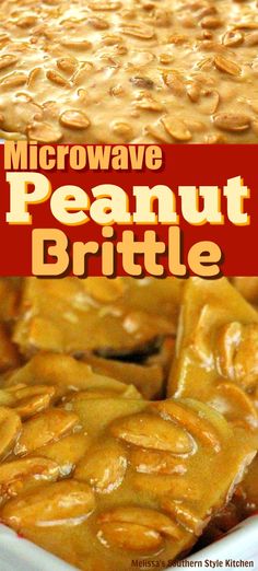 microwave peanut brittle recipe with text overlay