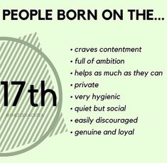 an image with the words, people born on the 17th