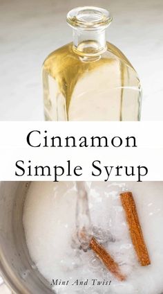 cinnamon simple syrup in a pot with two cinnamon sticks