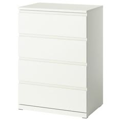 a white filing cabinet with three drawers on the bottom and one drawer in the middle