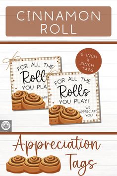 Printable Cinnamon Roll Gift Tags that say "For all the rolls you play we appreciate you" I Am Thankful For You Because Printable, Cinnamon Roll Teacher Appreciation, Fall Volunteer Appreciation Gifts, Cheap Staff Morale Ideas, November Teacher Treats, Nurses Appreciation Gifts, Teacher Staff Morale Boosters, Fall Employee Appreciation Ideas, Associate Appreciation Ideas