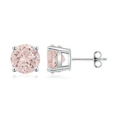 The beauty of these morganite stud earrings lies in their simple design and ravishing peach hue. The round morganites are secured in a silver basket prong setting and look refined. Morganite Earrings, Silver Basket, Solitaire Studs, Basket Sets, Fine Jewellery Earrings, Morganite, Simple Design, Prong Setting, Jewelry Box