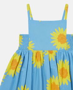 Veil Dress, Blue Sunflower, Stella Mccartney Dresses, Voile Dress, Dress Spaghetti Straps, Kids Couture, The Sunflower, Printed Cotton Dress, Sunflower Print