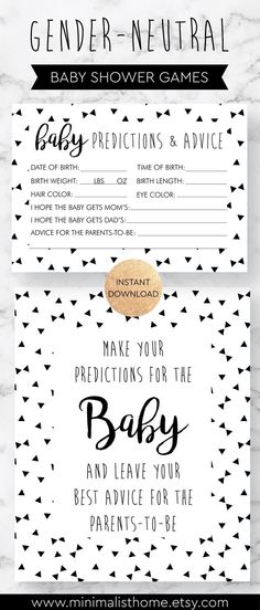 a baby shower game with black and white designs