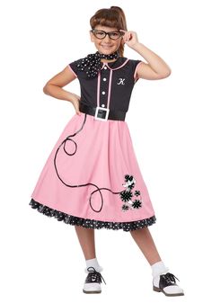 11 Inspiration 50 S Outfits You’ll Love This Season Baby Fashion 50s Outfits For Girls, Poodle Skirt Halloween Costume, 50s Dress Up, Girls Poodle Skirt, 50s Outfit, Year Concert, Poodle Skirts, 50s Costume, 50s Outfits