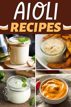 four different pictures with the words aloii recipes on them and images of various foods