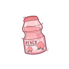 a pink bottle with the words peach on it