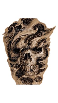 Bio Organic Skull Tattoo Design, Demon Skull Tattoo Design, Evil Tattoo Designs, Herren Hand Tattoos, Evolution Tattoo, Skull Tattoo Flowers