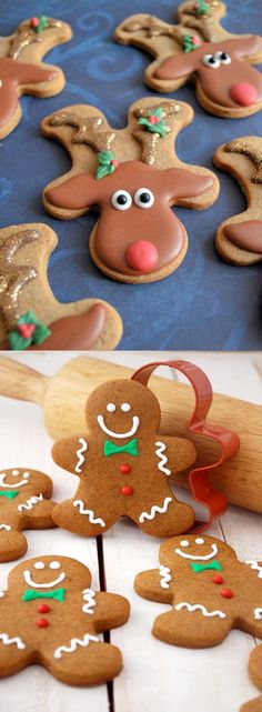 gingerbread cookies decorated to look like reindeers