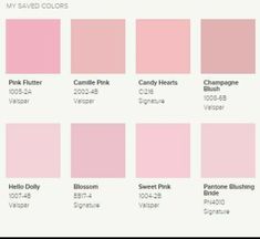 the shades of pink are shown in this color chart, with different colors on each side