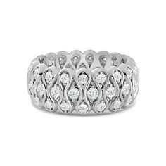 a white gold ring with diamonds