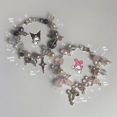 Kpop Bracelet Ideas, Friendship Bead Bracelets, Kpop Bracelet, Aesthetic Friendship, Jewelry Kpop, Hello Kitty Jewelry, Diy Jewelry Unique