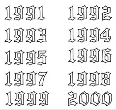 the letters and numbers in gothic script