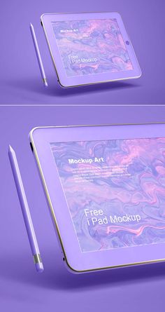 two mockup ipads, one is purple and the other is blue