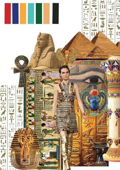 a collage of egyptian art with an eye on it