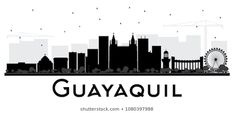 the skyline of guadalajara, mexico is shown in this black and white silhouette with text