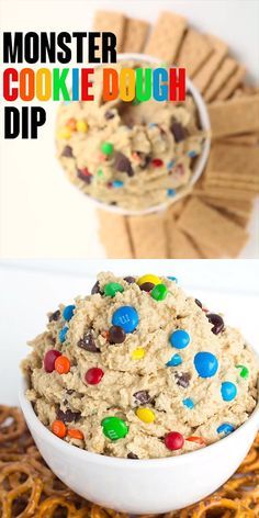 monster cookie dough dip in a white bowl