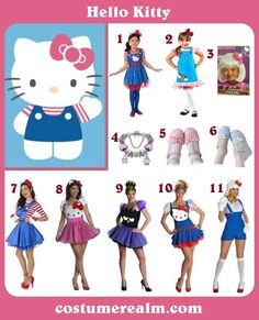 hello kitty costumes for girls are shown in different styles and sizes, including the cat costume