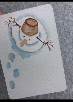 a drawing of a snowman with a hat on