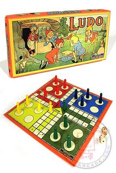 an old board game with several pieces in it