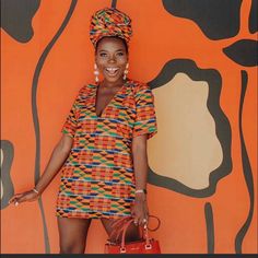 African Women Dress Ankara Kente Print Handmade Short Sleeve Model Is Wearing Size 6 Poly Cotton You Can Choose Any Fabric Under The Model Pictures If Not, You Will Get The Model Print Please Check Your Measurements Before You Order. The Measurements Chart Is In One Of The Pictures Lenght Is 33 To 35 Inches Contact Me For Your Choice Of Fabrics Available In 4 Different Kente Print Come With Head Wrap Please Let Me Know The One You Like Prior To Purchase African Dresses For Women Ankara, Chitenge Outfits, Styles Plus Size, Kente Print, Black Barbies, Kente Styles, Dresses African, Dress Ankara, Sleeve Model