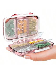 Rosa  Collar     Embellished Pocket Pharmacy, College Basket, Travel Pill Organizer, Vitamin Organizer, Pill Box Organizer, Medicine Organizer, Translucent Material, Pill Holder, Medicine Organization